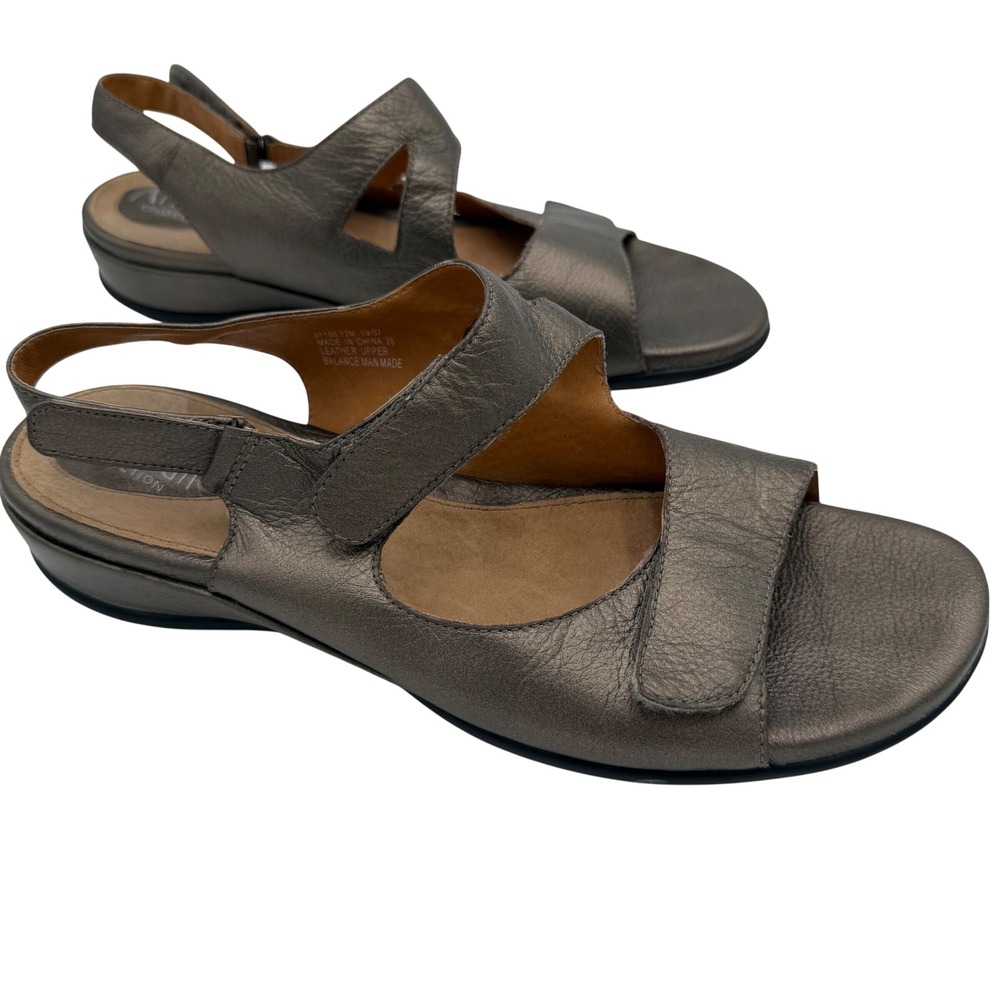 Clarks Artisan Metallic Bronze Leather Slingback Wedge Sandals Womens12 87195
